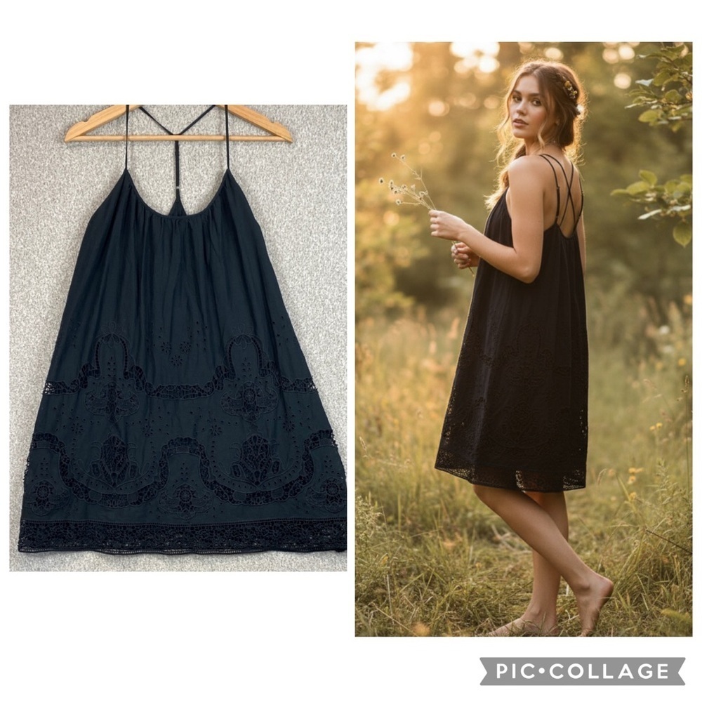 Abercrombie & Fitch mini dress XS eyelet lace strappy cottagecore fairy